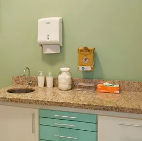 Um dos lavabos do Laboratório Principe